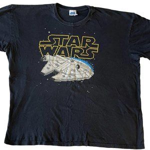 Vintage Star Wars T-Shirt Size XL Black Graphic Millennium Falcon Made USA